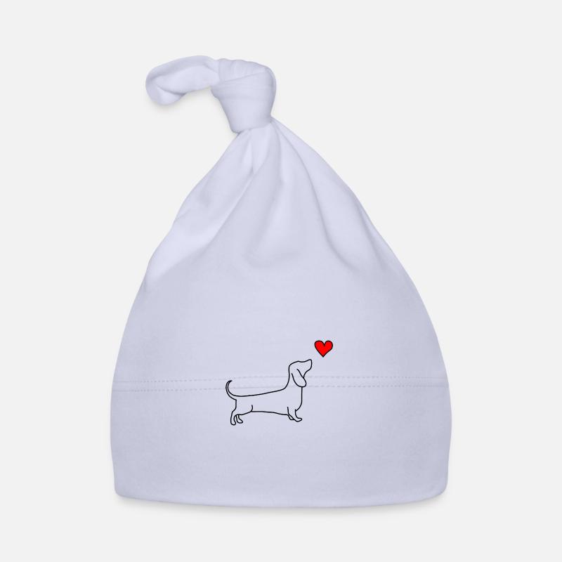 Teckel chien amour coeur - Bonnet bio Bébé - ciel
