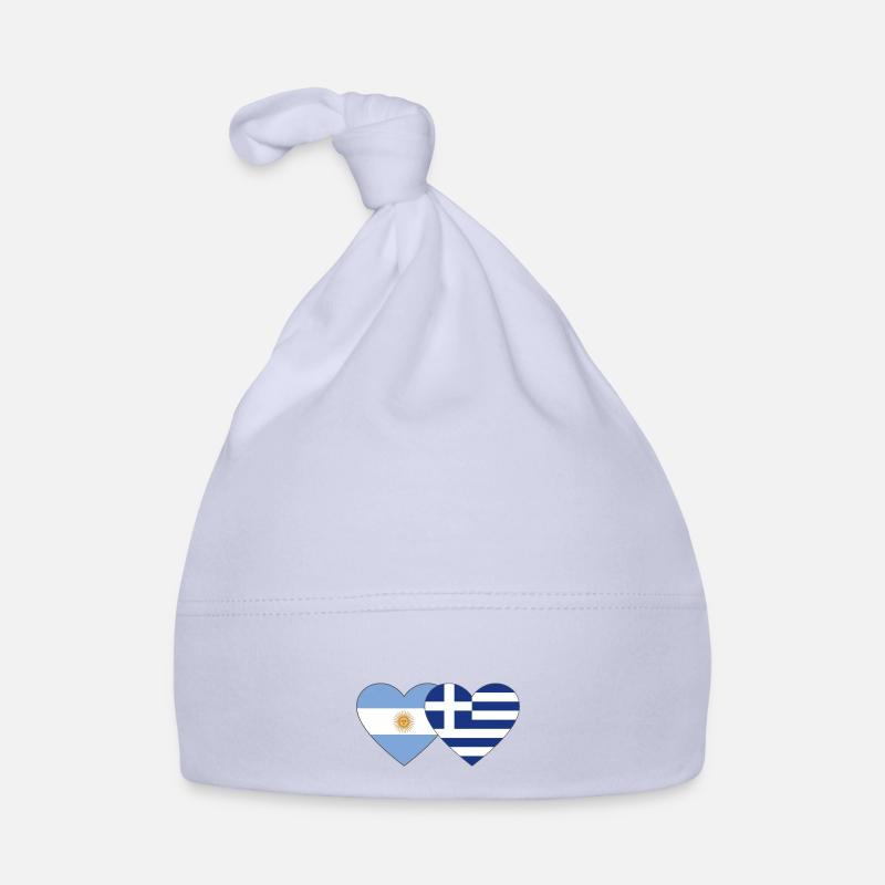 Argentine Grèce Drapeau Coeur Bonnet bio Bébé