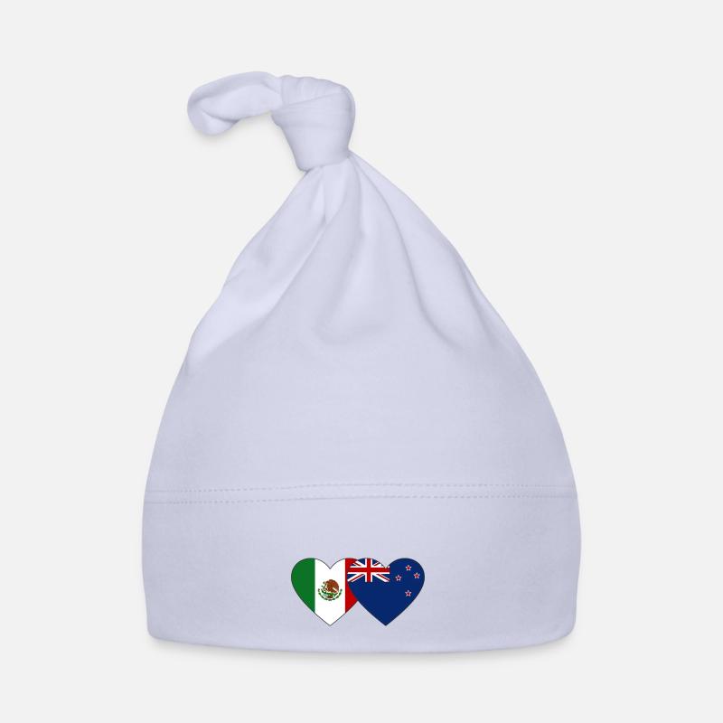 Mexiko Neuseeland Flagge Herz Baby Bio-Mütze