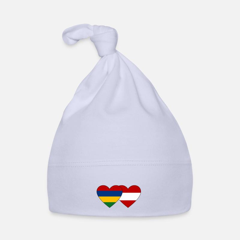 Mauritius Austria Flag Heart Organic Baby Cap