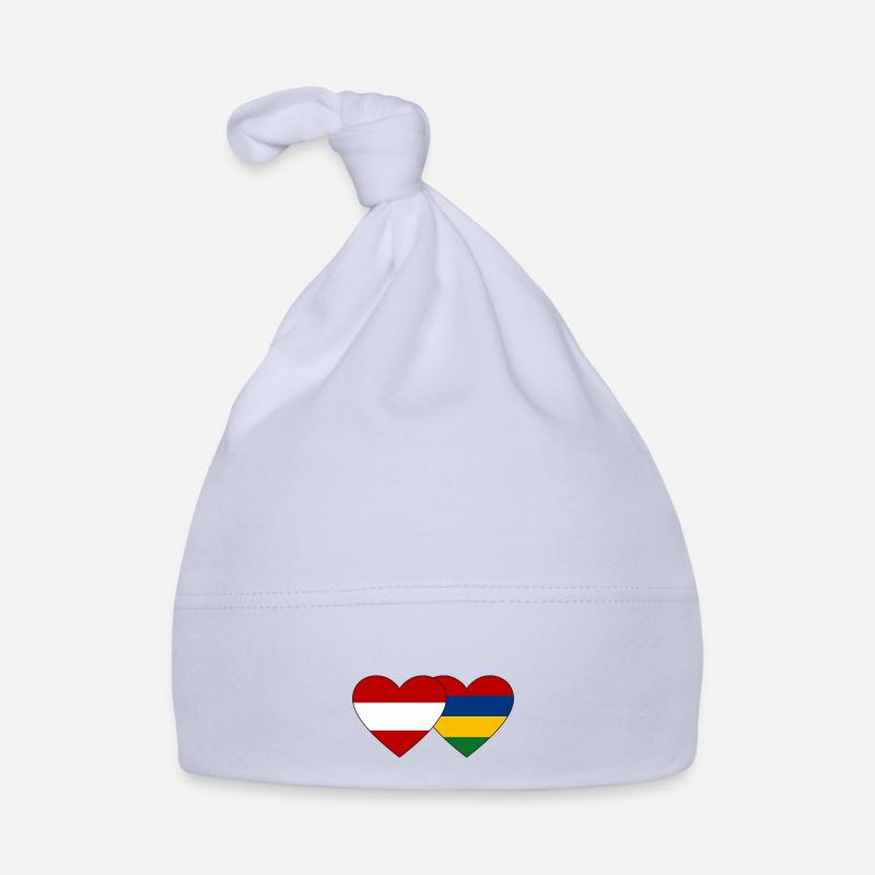 Austria Mauritius Flag Heart Organic Baby Cap