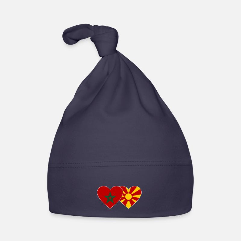 Maroc Macédoine Drapeau Coeur Bonnet bio Bébé