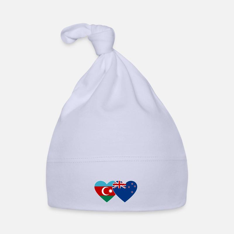 Azerbaïdjan Nouvelle-Zélande Drapeau Coeur - Bonnet bio Bébé - ciel