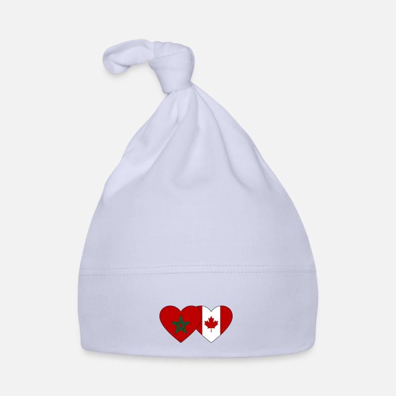 Morocco Canada Flag Heart Organic Baby Cap