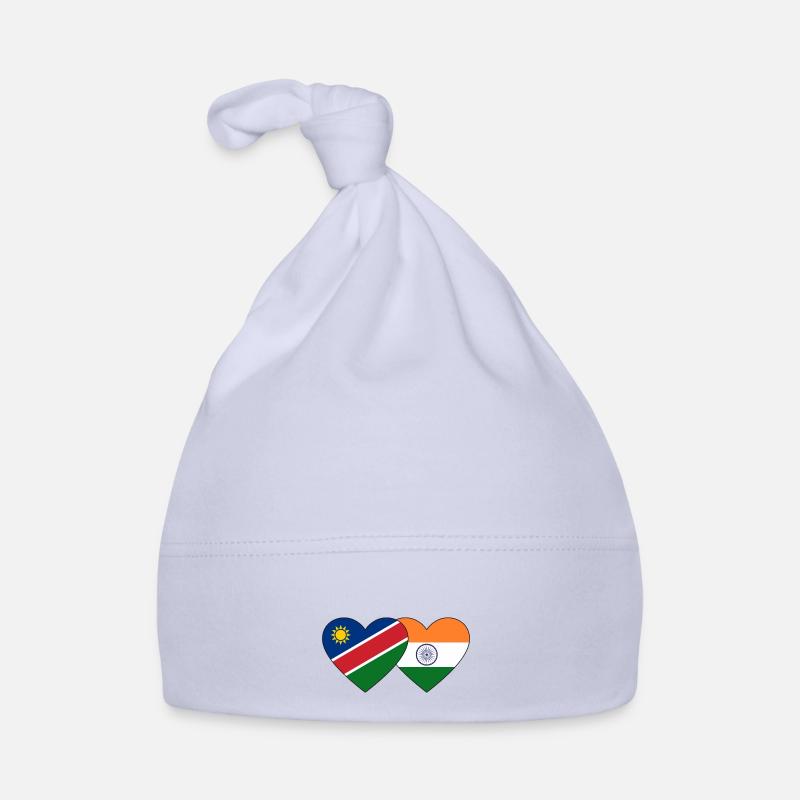 Namibia India Flag Heart Organic Baby Cap