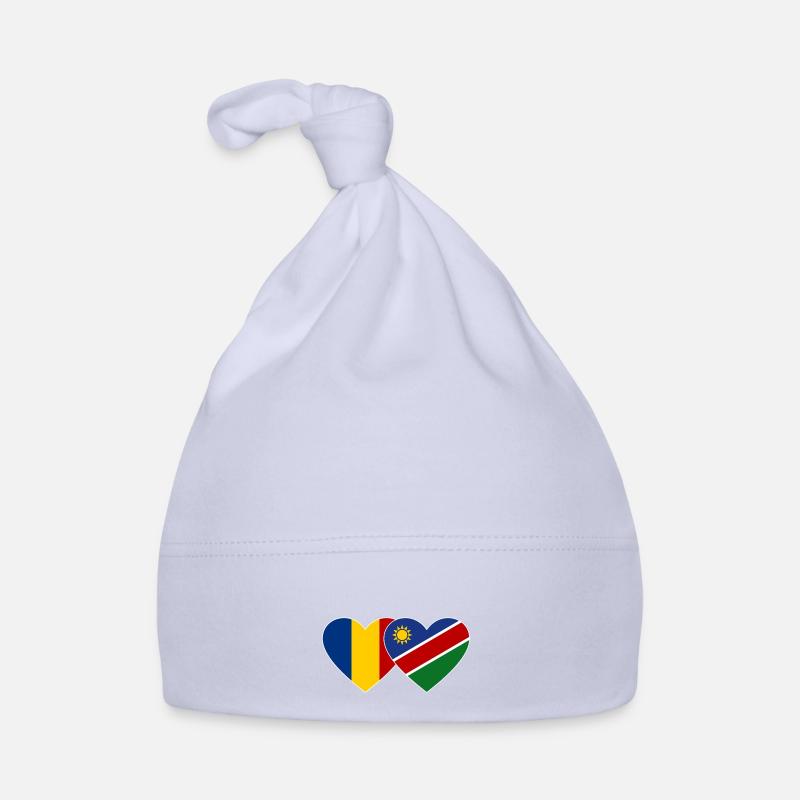 Romania Namibia Flag Heart Organic Baby Cap