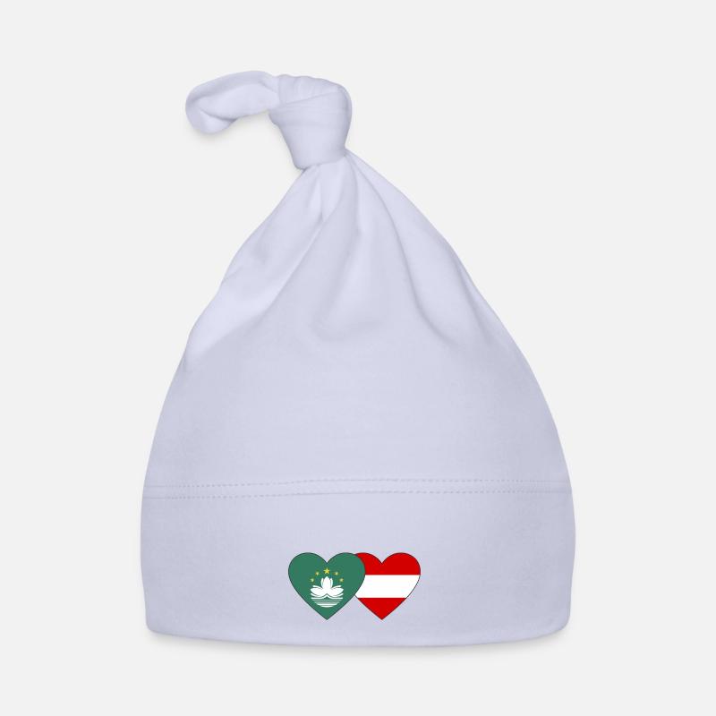 Macau Austria Flag Heart Organic Baby Cap