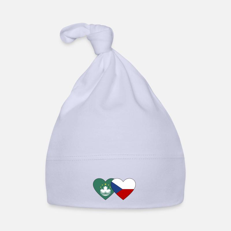 Macao République tchèque Flag Heart Bonnet bio Bébé