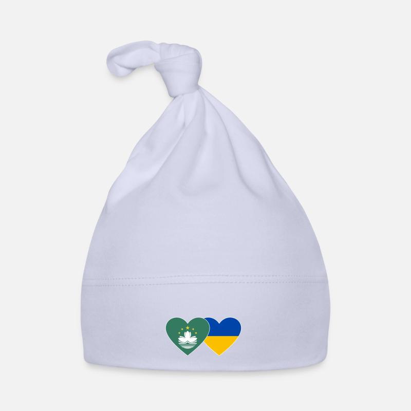 Cœur de drapeau de l’Ukraine de Macao Bonnet bio Bébé