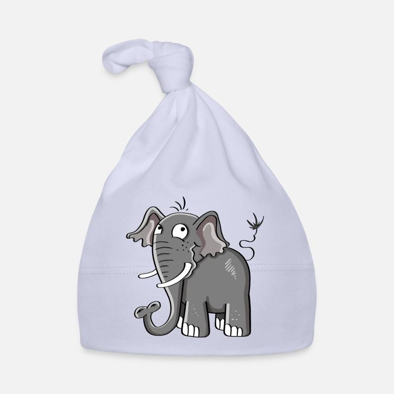 Petit cadeau de bande dessinée d'éléphant gris I d'éléphant - Bonnet bio Bébé - ciel