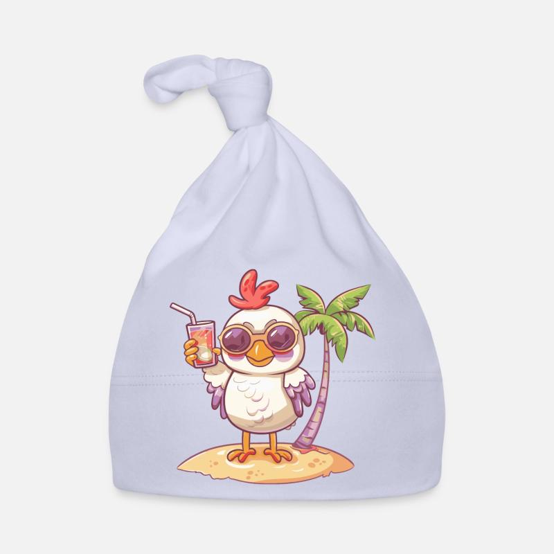 Bande dessinée de plage d’été de poulet Bonnet bio Bébé