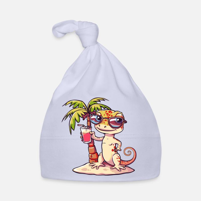 Echse Sommer Strand Comic Baby Bio-Mütze