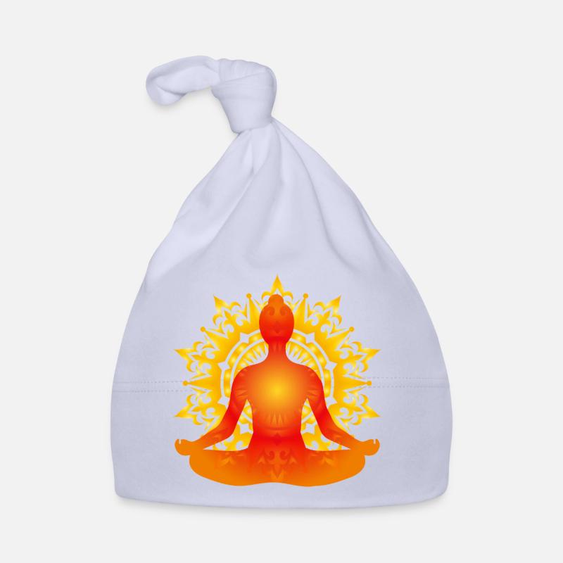 Luminous Yoga Silhouette with Sun Mandala Organic Baby Cap