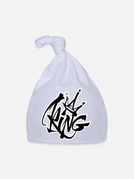 Lettrage King Graffiti - Bonnet bio Bébé - ciel - Devant