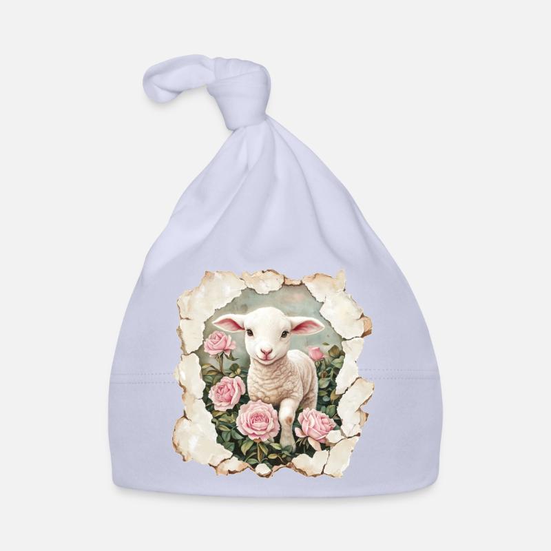 Lamm mit Schmetterling Baby Bio-Mütze