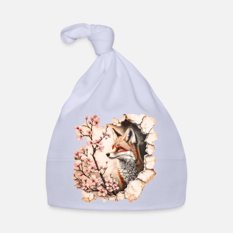Fuchs mit Kirschblüten Baby Bio-Mütze