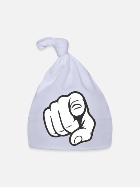 Pointer du doigt Tu gesticules Design d’autocollants - Bonnet bio Bébé - ciel - Devant