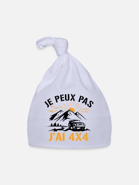 Je peux pas j'ai 4X4 - Bonnet bio Bébé - ciel - Devant