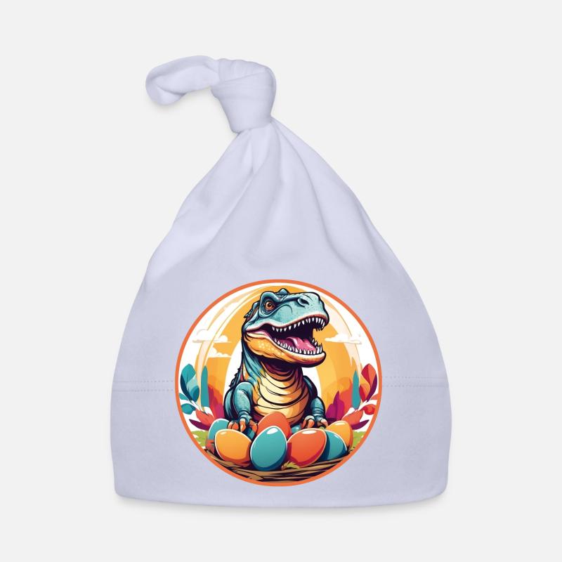 Little Dino in Easter Basket Dinobaby and Easter Eggs Organic Baby Cap