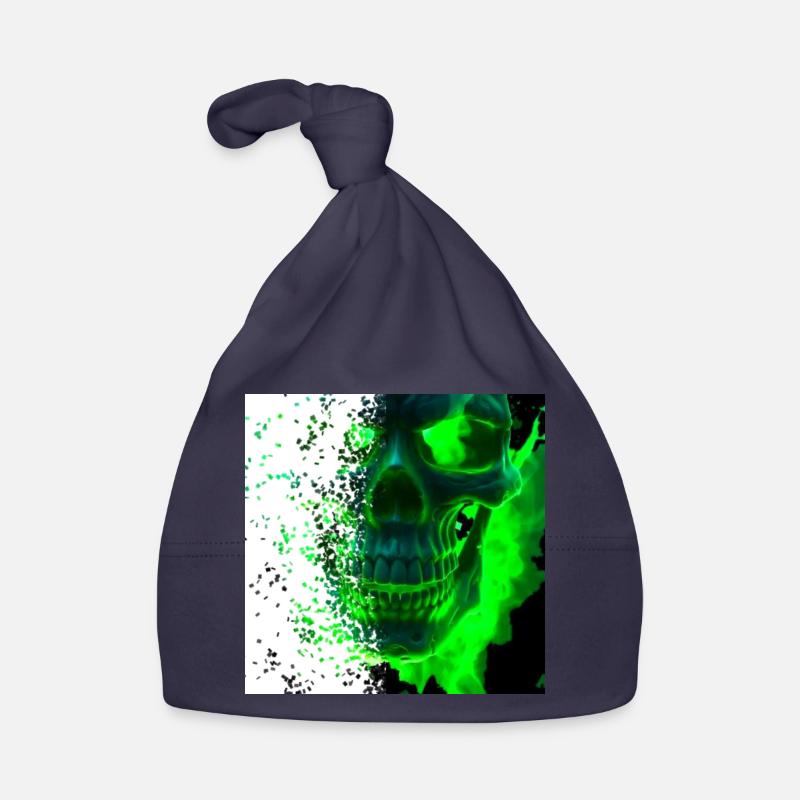 Grünes Kryptowelt Schädel Design Baby Bio-Mütze