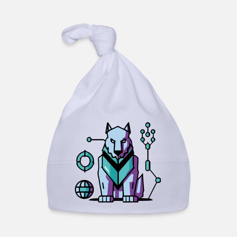 Futuristic Cyber Wolf Organic Baby Cap