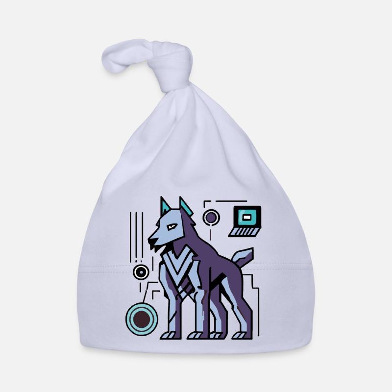 Futuristischer Cyber Wolf Baby Bio-Mütze