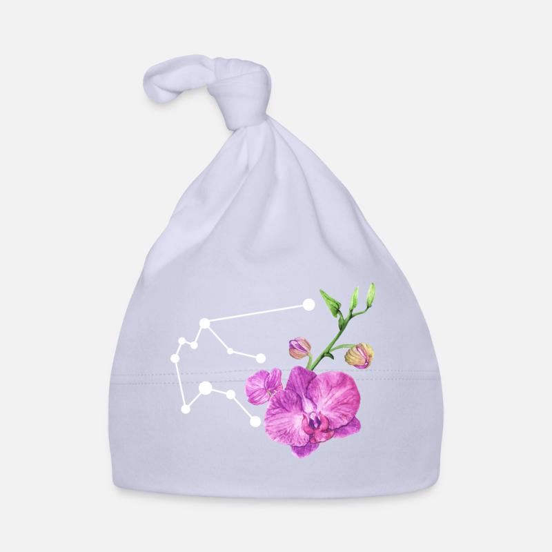 Constellation du Verseau avec orchidées aquarelles Bonnet bio Bébé
