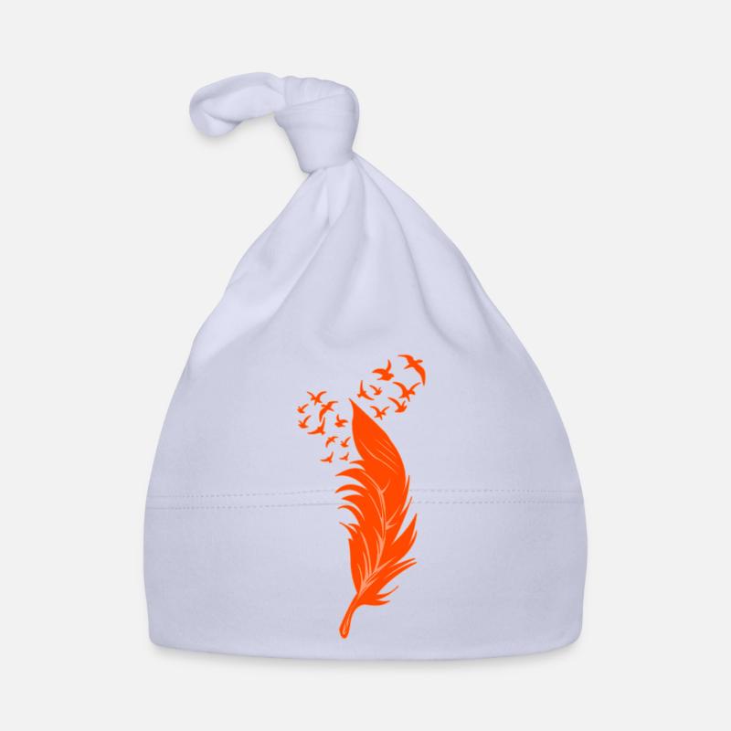 Plume et oiseaux oranges Bonnet bio Bébé