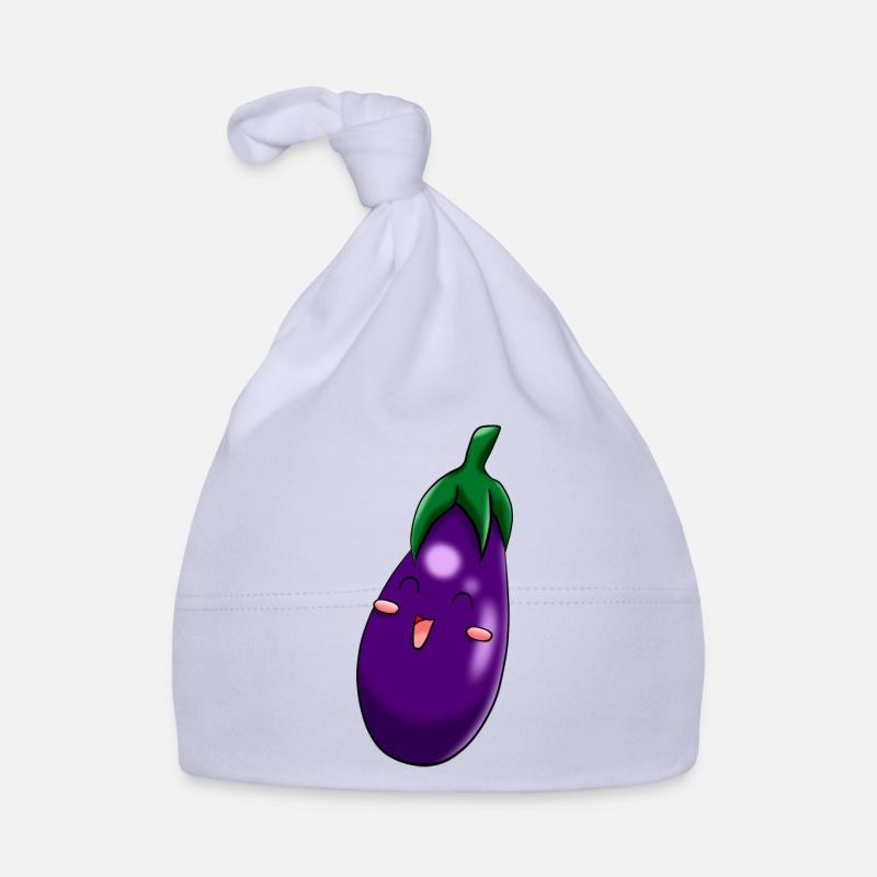 Aubergine heureuse - Bonnet bio Bébé - ciel
