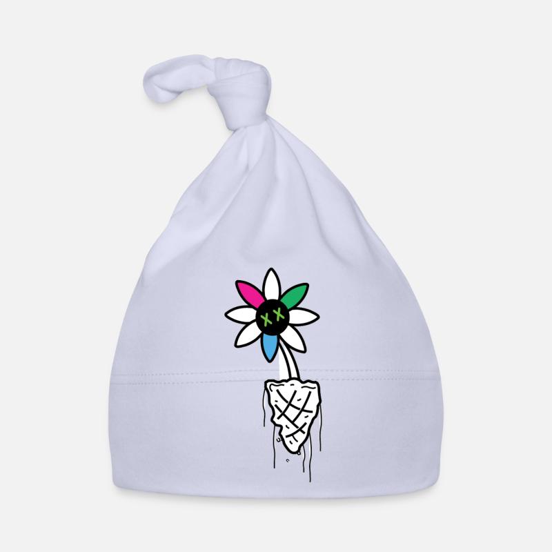Illustration de crâne de fleur vive Bonnet bio Bébé