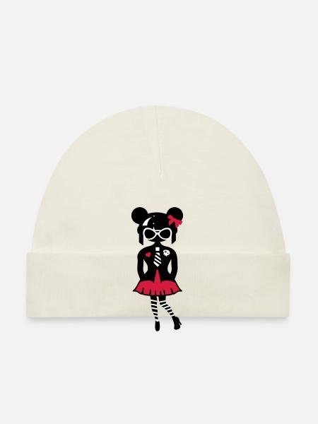 Girl in gothic anime look with sunglasses - Organic Baby Cap - sky - Front