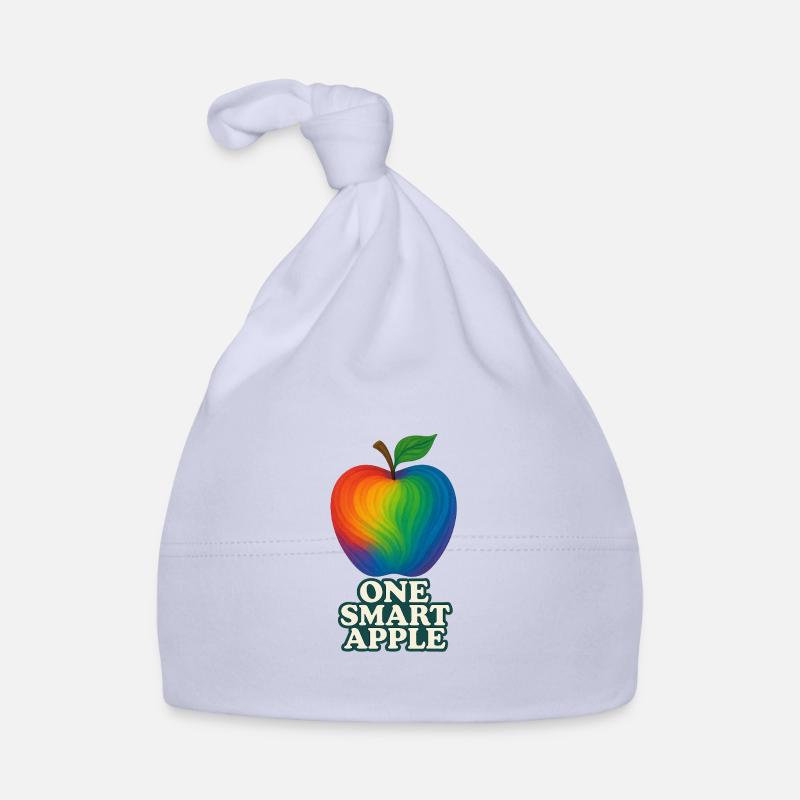 Bunter Apfel mit Überschrift "One Smart Apple" Baby Bio-Mütze
