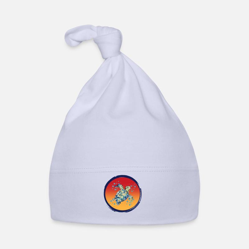 Turtle_Harmony - Organic Baby Cap - sky