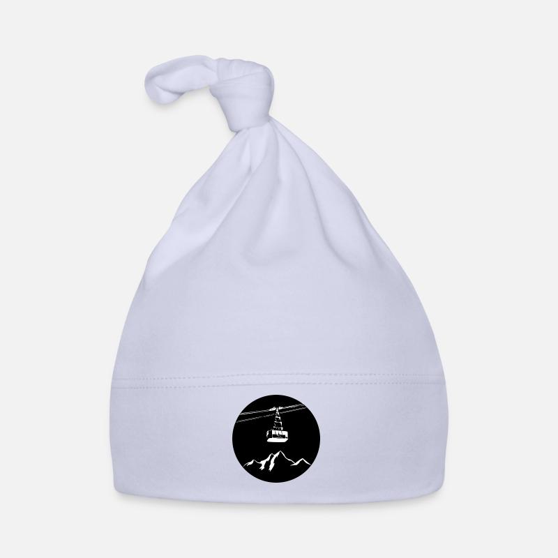 Montagne avec gondole blanche - Bonnet bio Bébé - ciel
