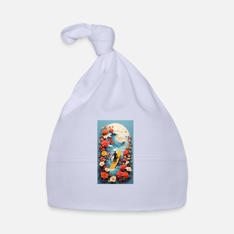 Surf & Fleurs - Bonnet bio Bébé - ciel