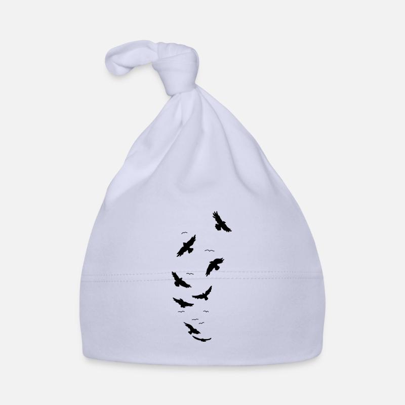 Les oiseaux corbeaux volent - Bonnet bio Bébé - ciel