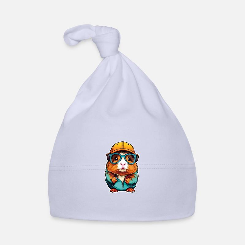 Cute guinea pig with glasses Organic Baby Cap