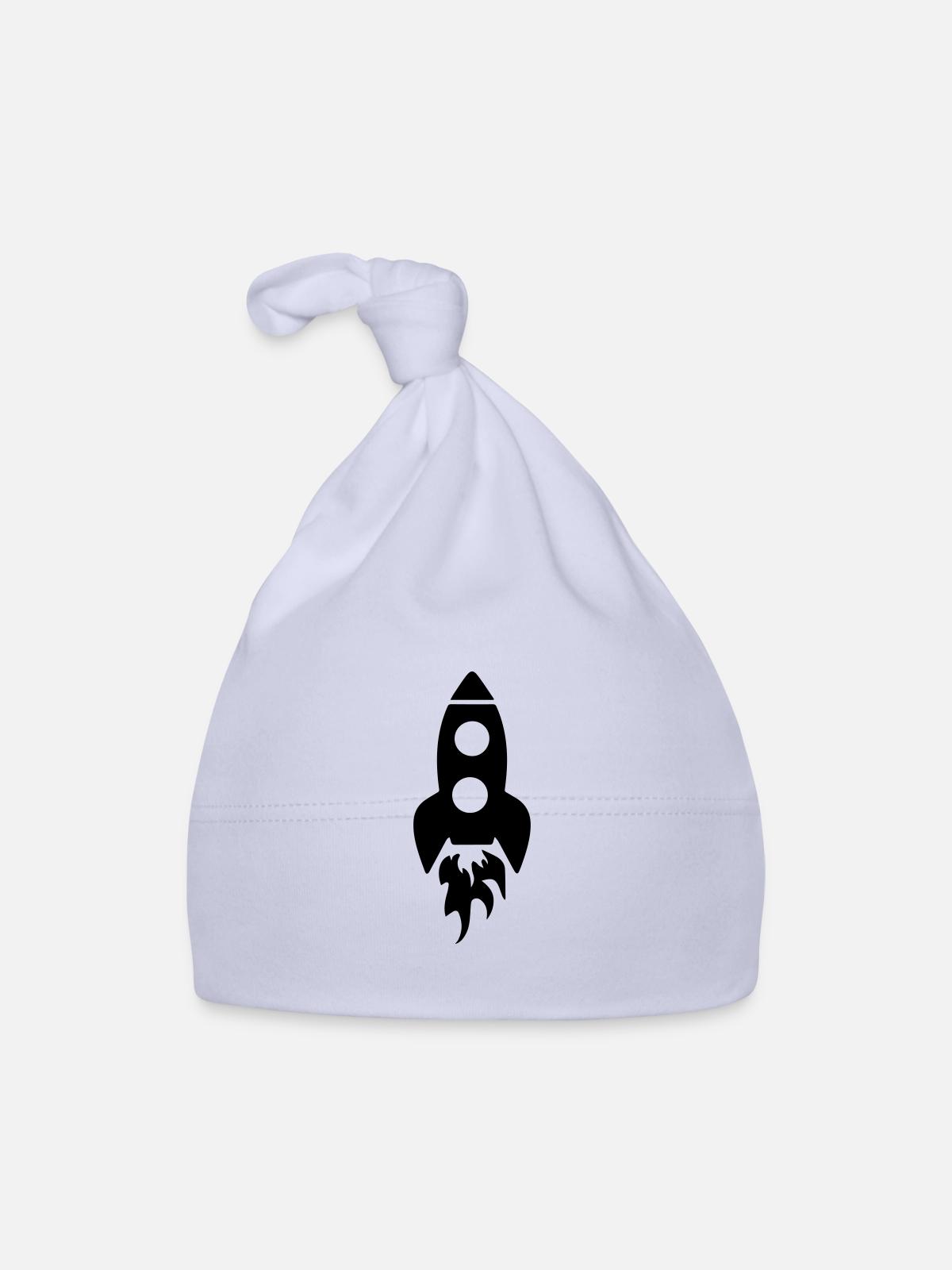 Symbole de fusée - Bonnet bio Bébé - ciel - Devant
