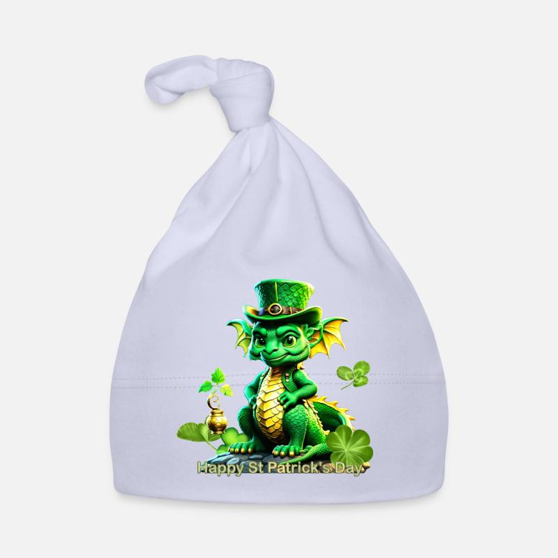 Mignon dragon de la Saint-Patrick avec trèfle. Bonnet bio Bébé