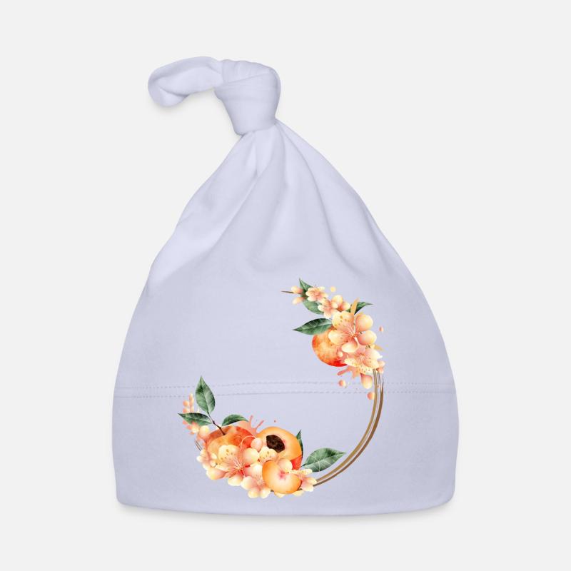 Moitié de pêche, pêches, fleurs de pêcher en couronne Bonnet bio Bébé