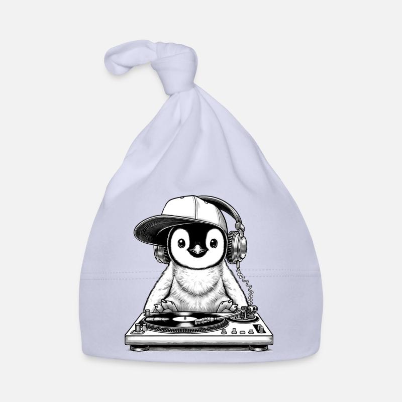 cooles Pinguin-Motiv als DJ mit Kopfhörer Baby Bio-Mütze