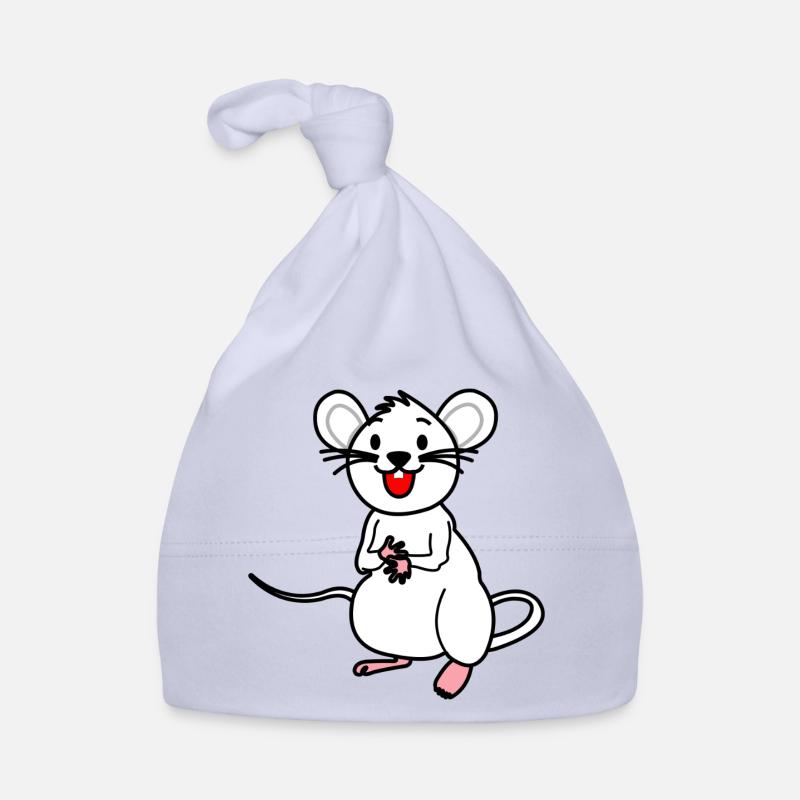 Souris blanche heureuse Bonnet bio Bébé