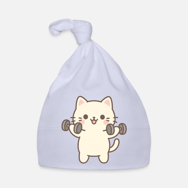 Kitten doing strength training - Organic Baby Cap - sky