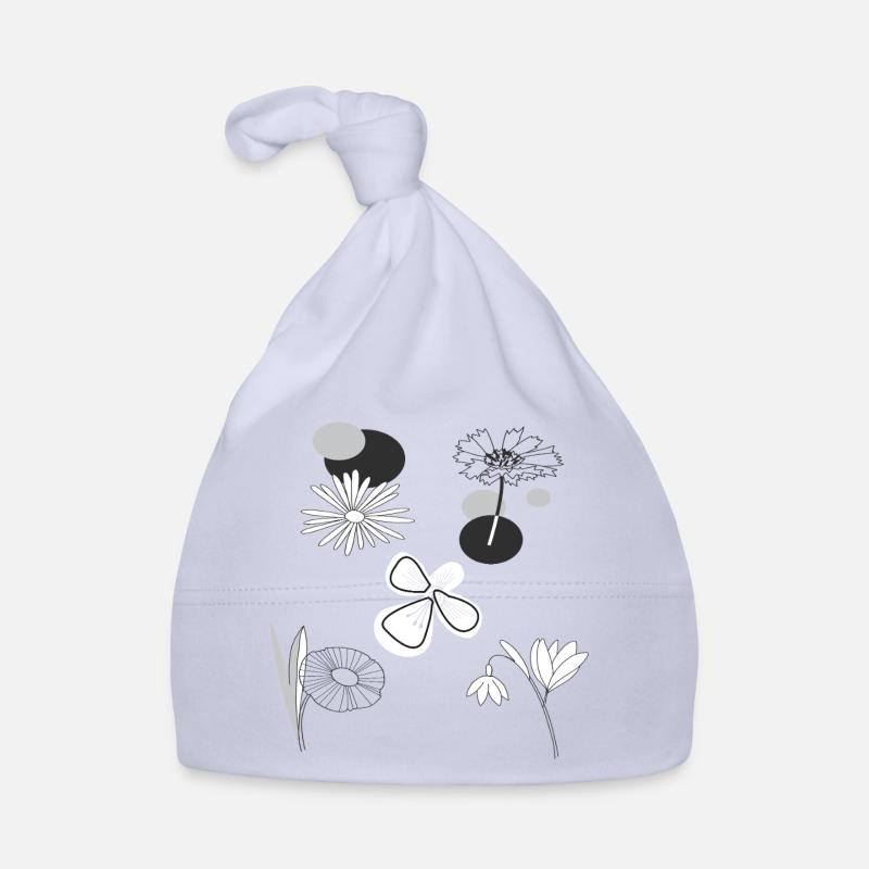 Fleurs noires et blanches Bonnet bio Bébé
