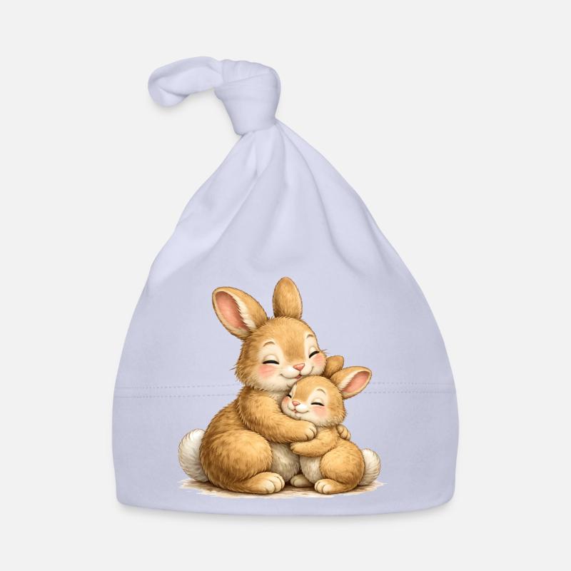 Deux lapins dans une étreinte affectueuse Bonnet bio Bébé