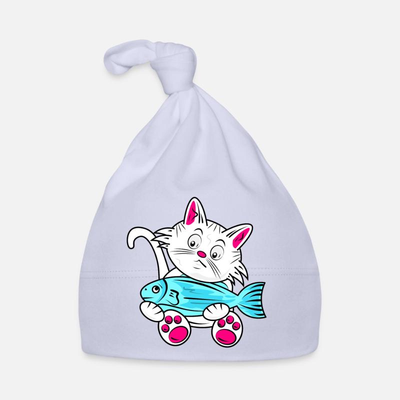Petit Chat et Poisson Bleu Bonnet bio Bébé