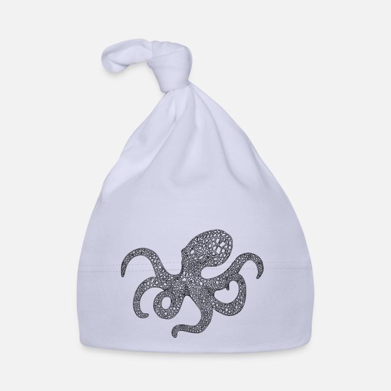 Poulpes de la mer - Bonnet bio Bébé - ciel