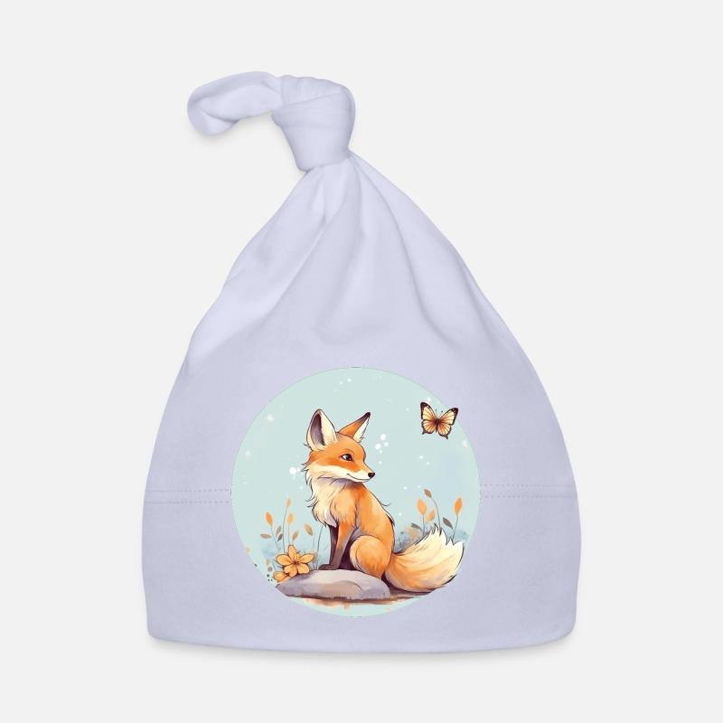 Renard mignon - Bonnet bio Bébé - ciel