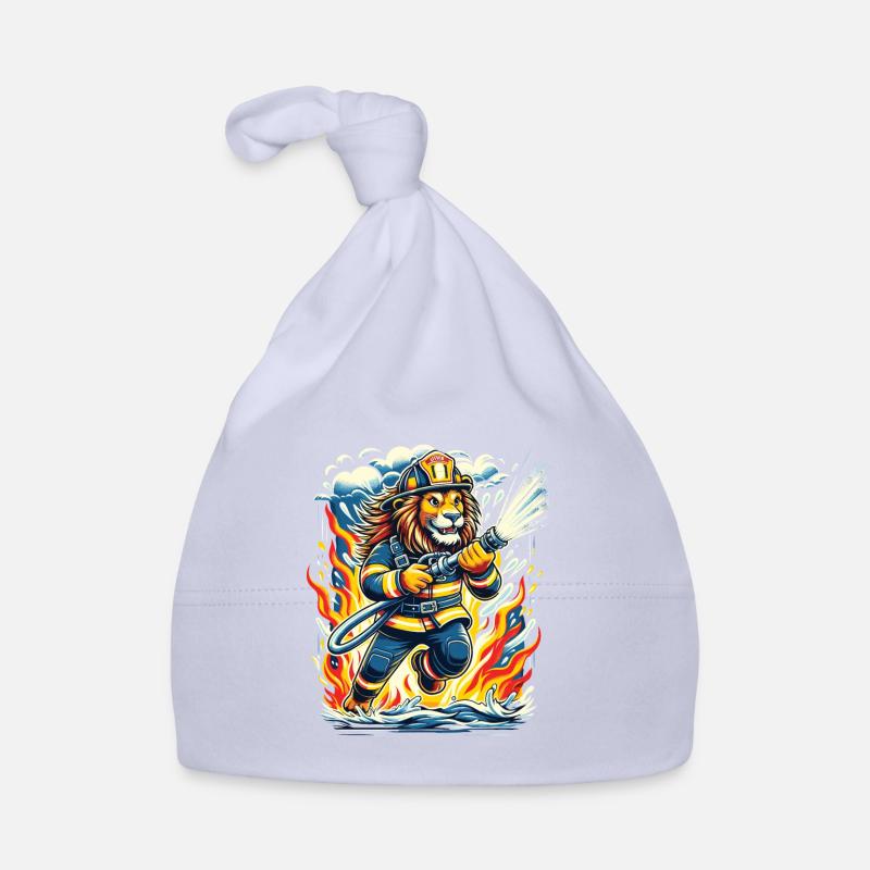 Lion, Firefighter, Firefighter, Flames, Hero Organic Baby Cap