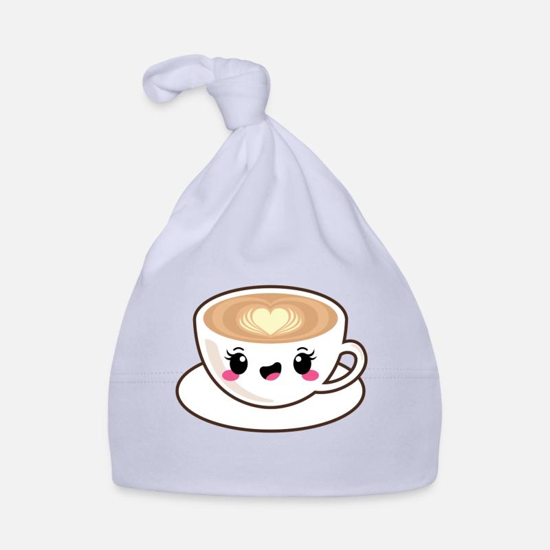 Café cappuccino kawaii - Bonnet bio Bébé - ciel